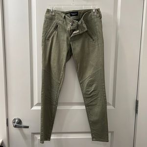 Green moto skinny pants